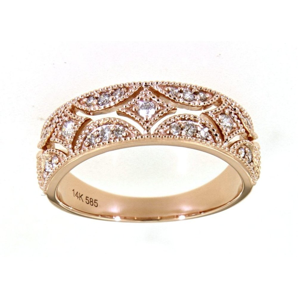 Real Diamond Vintage Style Fancy Ring Rose Gold